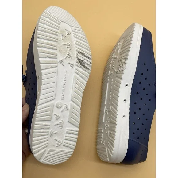 Skechers Foamies Navy Blue Womens Size 7 Slip On Shoes Blue Beach Water - Picture 4 of 7